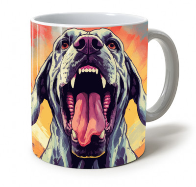 Vihaan Fashions Open Mouth Dog Pop Art Printed Ceramic Coffee Mug(350 ml)