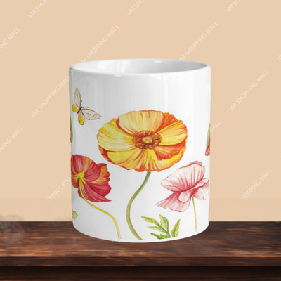 Print Ginnie 101_Crayon Flower R-H Ceramic Coffee Mug(460 ml)