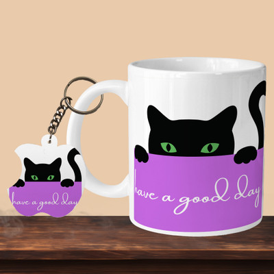 Hunter Studio 101_Have A Good Day L-A Ceramic Coffee Mug(330 ml, Pack of 2)