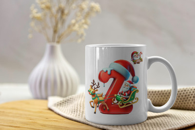 V Kraft Christmas theme Alphabet coffee mug, Gift for Anyone On Xmas & New Year | Z | Ceramic Coffee Mug(330 ml)