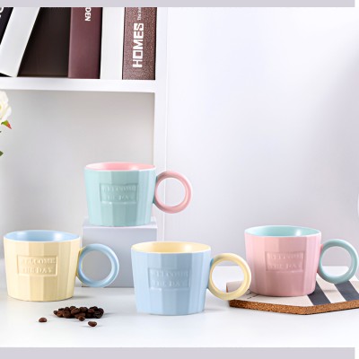 BONZEAL Set Of 4 Pastel Color Coffee Tea Cup 300 ml Ceramic Coffee Mug(300 ml, Pack of 4)