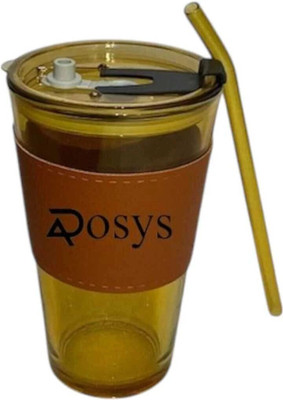 Aosys Iced Coffee Drinking Glass with Lids and Glass Straw - 450ml Coffee Glass Glass Coffee Mug(450 ml)
