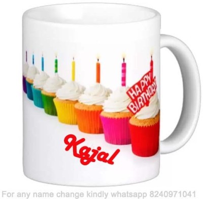 GNS Happy Birthday Gift for Kajal Cake theme Message 022 Ceramic Coffee Mug(325 ml)