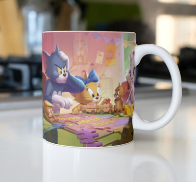 S Creation Tom & Jerry, Doraemon printed coffee mugs m-6 Ceramic Coffee Mug(350 ml)