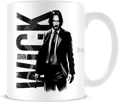 MaddockCorp John Wick Printed White Ceramic Coffee Mug(350 ml)