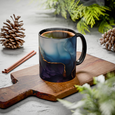 Vihaan Fashions Abstract Marble Art Coffee, 1390-Black Ceramic Coffee Mug(330 ml)