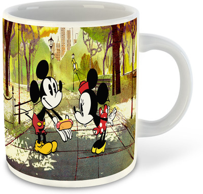 FLEXERSTYLE NEW2025-Mickey Mouse Printed White Coffee With Coaster - D11 Ceramic Coffee Mug(325 ml)