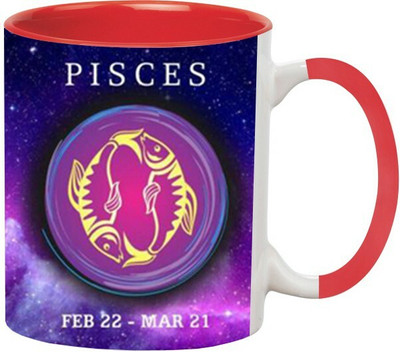 ARTBUG Pisces Zodiac Sign -671-Red Ceramic Coffee Mug(350 ml)