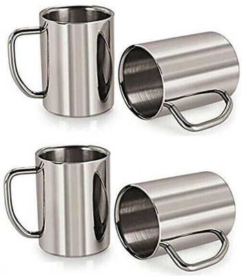 SAMEEP Stainless Steel Double Wall jumbo size , Coffee MUG (250ml Each, Pack of 4) Stainless Steel Coffee Mug(1000 ml, Pack of 4)