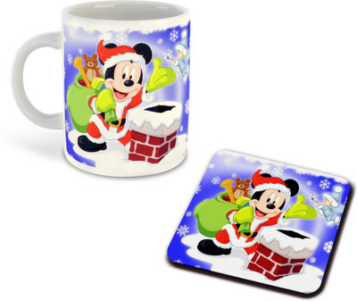 FLEXERSTYLE NEW2025-Mickey Mouse Printed White Coffee With Coaster - D22 Ceramic Coffee Mug(325 ml)