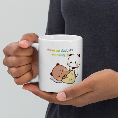 Mr UVD Dudu is Sleeping and Bubu Trying To Wake him up 937 Gift Item for Girlfriend Ceramic Coffee Mug(350 ml)