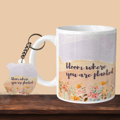 Hunter Studio 101_Bloom Where You L-A Ceramic Coffee Mug(330 ml, Pack of 2)