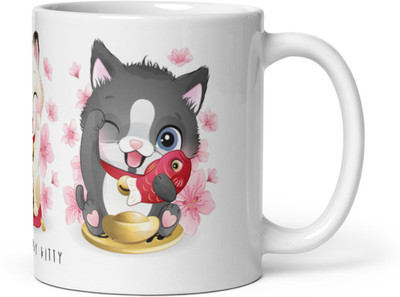 Mr UVD Happy Kitty_MUGG Ceramic Coffee Mug(350 ml)