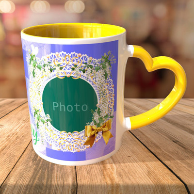 TPA4U Sunny Yellow Heart Handle TPD44HHM6 Birthday Ceramic Coffee Mug(330 ml)