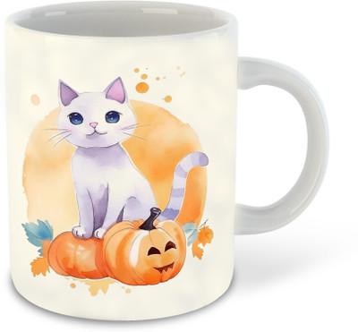 FLEXERSTYLE NEW2025-CSK Cat Lover White Ceramic Coffee With Coaster -D24 Ceramic Coffee Mug(325 ml)
