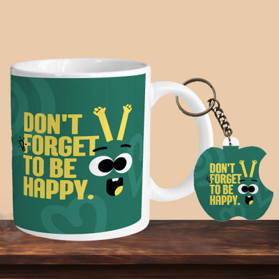 VM SHOPPING MALL Don’T Forget To Be Happy R-A Ceramic Coffee Mug(330 ml, Pack of 2)