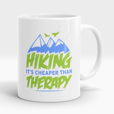 LASTWAVE Hiking It's Cheaper Than Therapy Design 2, Graphic Printed 325ml Ceramic Coffee Mug(325 ml)