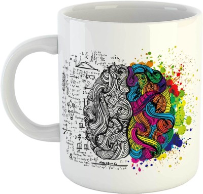 CHARMING Left & Right Brain Printed White Ceramic Coffee Ceramic Coffee Mug(330 ml)