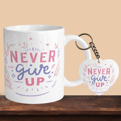 Print Ginnie 101_Never Give Up R-H Ceramic Coffee Mug(325 ml)