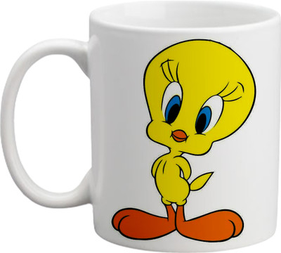 JoaToyBox Tweety Cartoon Graphic Printed Full White Coffee and Tea Ceramic Ceramic Coffee Mug(330 ml)
