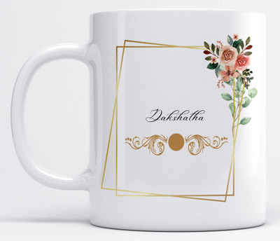 LOROFY Name Dakshatha Printed Frame Design Ceramic Coffee Mug(350 ml)