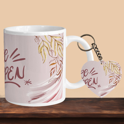 VM SHOPPING MALL Make It Happen R-H Ceramic Coffee Mug(330 ml, Pack of 2)