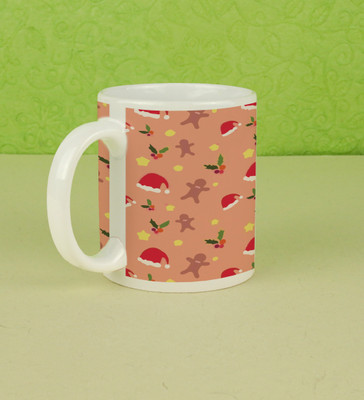 Special Trend Hub Jolly Santa Hats and Christmas Fun in a Pattern Full Printed Coffee Ceramic Coffee Mug(250 ml)