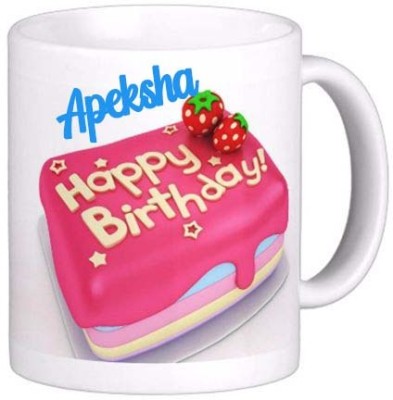 Exocticaa Happy Birthday Gift for Apeksha 180 Ceramic Coffee Mug(325 ml)