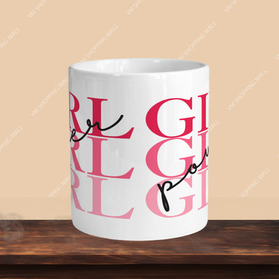 Print Ginnie 101_Perfect for Coffee and Tea - With Keychain VM Girl Power L S Ceramic Coffee Mug(325 ml)