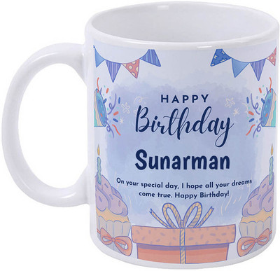 GIFTUATION Happy Birthday Sunarman / Gift for Birthday Ceramic Coffee Mug(325 ml)