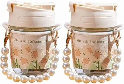 FABPRODUCTS PACK OF 2_Moti_Glass 0.2 Glass Coffee (350 ml, Pack of 2) Glass Coffee Mug(350 ml, Pack of 2)