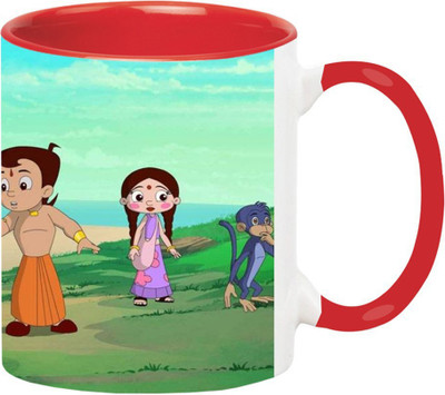 ARTBUG Chhota Bheem Cartoon -2205-Red Ceramic Coffee Mug(350 ml)