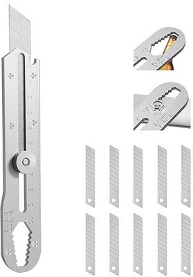 VASHISHTH 6-in-1 Utility Cutter Knife | Stainless Steel Blade Cutter with Wrench Multi-utility Knife(Silver)
