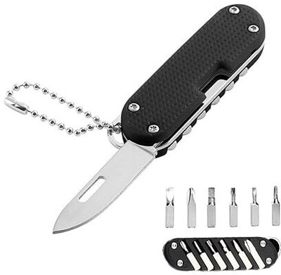 TOPHAVEN Multifunctional Pocket Knife with Screwdriver 6 Multi-utility Knife(Black)
