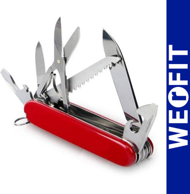 WErFIT 11 in 1 Stainless Steel Multi Functional Swiss Army Style Travel Folding Knife 11 Multi-utility Knife(Red)