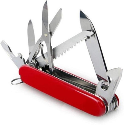 keycraze 11 in 1 pocket Army swiss knife Stainless Steel your pocket friend 11 Swiss Army Knife(Red)