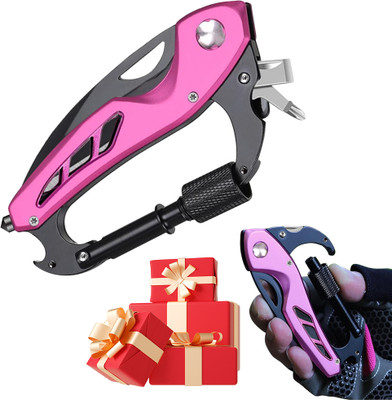 ORTIZA Multifunctional Outdoor Mini Tool with Safety Lock 5-in-1 5 Utility Knife(Pink)