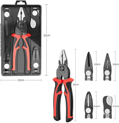 AQUABUCKET Pliers Tool Kit With 5 Heads Special For Electricians Combination Lineman Pliers Multi Utility Plier(5 Tools, Multicolor)