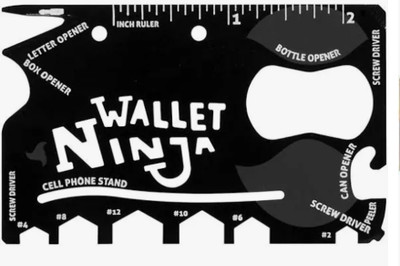 Naveeshathings Wallet Ninja 18-in-1 Multi-Purpose Card uh Size Pocket Tool Multi Utility Plier(18 Tools, Black)