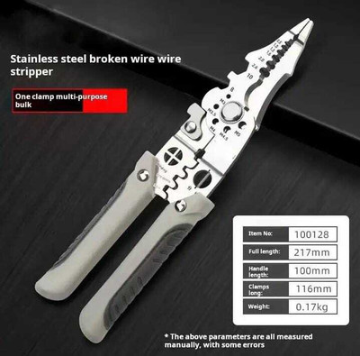 Jiqop Multifunctional Wire Stripper Cable Cutter Plier Multi Utility Plier(1 Tools, Black, Grey)