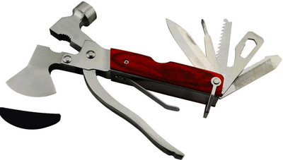 REIOENR premium QUALITY All In One Multi-Functional Hammer with Claw Multi Utility Plier(14 Tools, Silver, Brown)