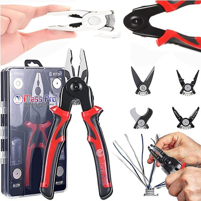 Mass Pro 5in1 Portable Pliers Set,Interchangeable With For Multi Tasking DIY & Home Use Multi Utility Plier(5 Tools, Multicolor)