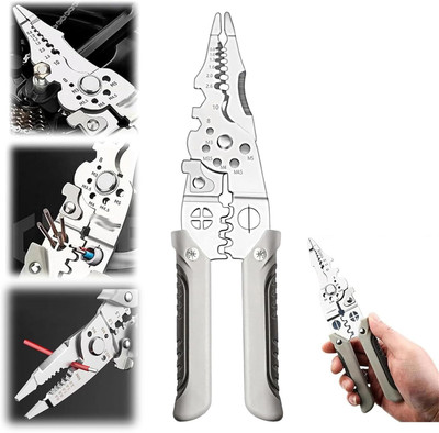 Maahixa Multifunctional 8-inch Wire Stripper and Cutter for Electricians, Wire Crimping 6 in 1 Stainless Steel Electrical Plier For Wire Stripping, Cutting, Hand Tool Wire Cutter