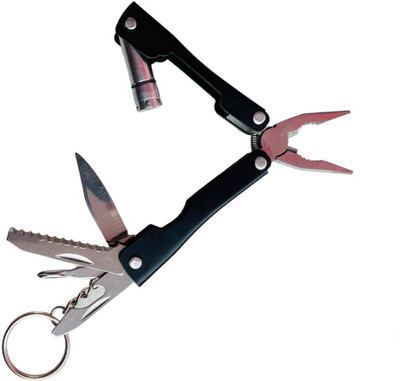 NSV Multi Utility Traveling Micro Plier with LED Light 9 in 1 Multifunctional Tool Multi Utility Plier(1 Tools, Black)