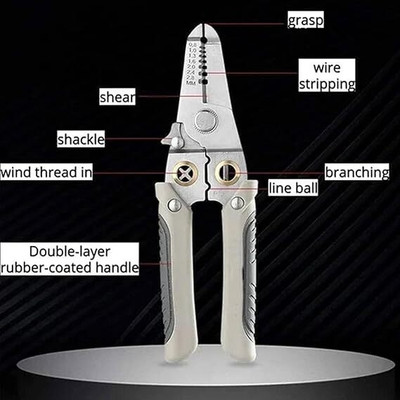 Taxila 6 In 1 Multifunction Electrician Wire Plier Tool Multi Utility Plier(6 Tools, Silver)