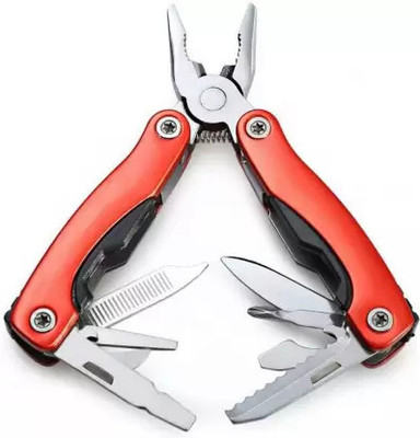 KP2 9 in 1 Multi Functional Pocket Carry Tools Multi Utility Plier(9 Tools, Red)