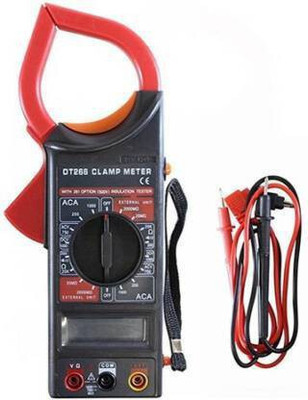 GoodsBazaar DT266 Digital clamp meter with LCD display for AC/DC current voltage measurement Digital Multimeter(Red 2000 Counts)