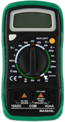 GoodsBazaar MAS830L Mini Handheld LCD Display Digital Multimeter DC Current Tester Backlight Digital Multimeter(Green 2000 Counts)
