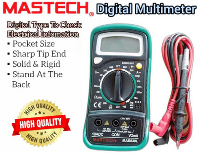 Divinext MAS830L with High Quality Probes AC/DC Voltage & DC Current Pocket Multitester Digital Multimeter(Green, Black 2000 Counts)