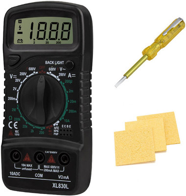 Sharum Crafts Multimeter 830, Tester & 3Pc Sponge Digital Multimeter(9999 Counts)